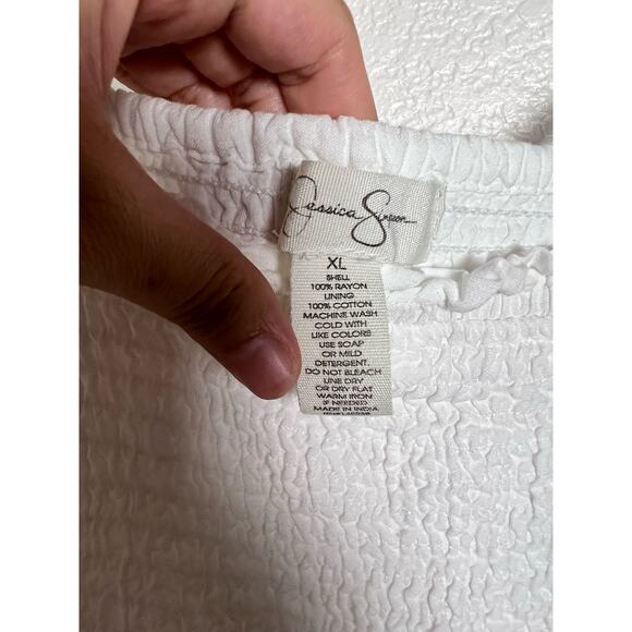 Jessica Simpson White Eyelet Smocked Sleeveless Maxi Dress Size XL - Picture 2 of 7